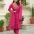 Cotton cambric semi-anarkali dyed  kurti-pant-dupatta  set