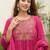 Cotton cambric semi-anarkali dyed  kurti-pant-dupatta  set