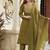 Cotton cambric semi-anarkali dyed  kurti-pant-dupatta  set