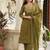 Cotton cambric semi-anarkali dyed  kurti-pant-dupatta  set