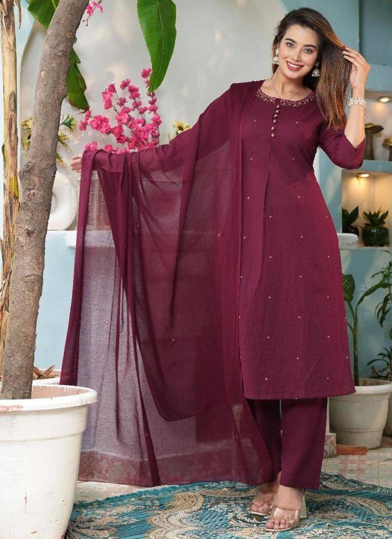 cotton flex straight  kurti-pant-dupatta set