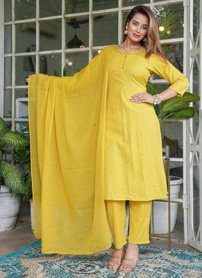 cotton flex straight  kurti-pant-dupatta set 1