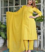 cotton flex straight  kurti-pant-dupatta set