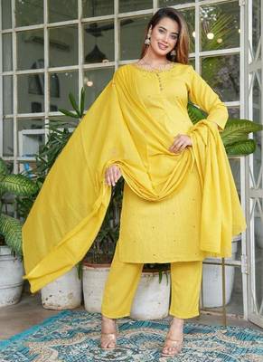 cotton flex straight  kurti-pant-dupatta set 2