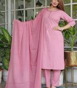 cotton flex straight  kurti-pant-dupatta set