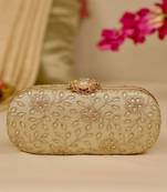 Gold floral embroidered clutch