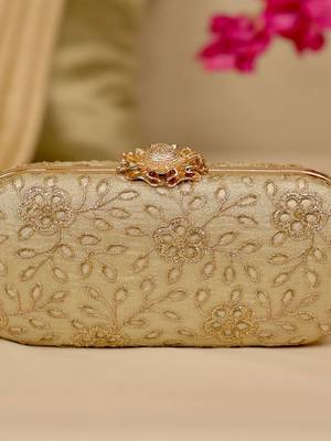 Gold floral embroidered clutch 3