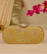 Yellow floral embroidered clutch