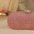 Pink floral embroidered clutch