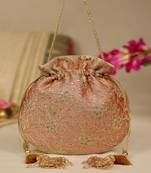 Red floral embroidered potli bag
