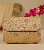 Gold floral embroidered clutch