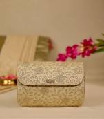Gold floral embroidered clutch