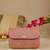 Pink floral embroidered clutch