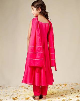 Rani mulmul strappy plain anarkali suit set - set of 3 2