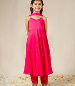 Rani mulmul strappy plain anarkali suit set - set of 3