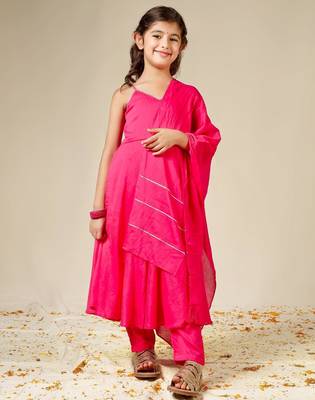Rani mulmul strappy plain anarkali suit set - set of 3 4