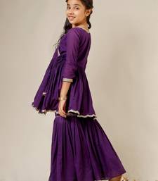 Purple mulmul angrakha suit set -set of 3