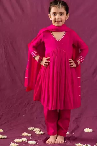 Rani mulmul anarkali suit set -set of 3