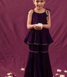 Purple mulmul strappy anarkali set -set of 3