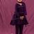 Purple mulmul multi tier anarkali set -set of 3
