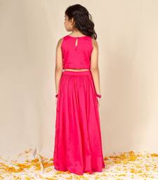 Rani solid mulmul top and skirt set- set of 3
