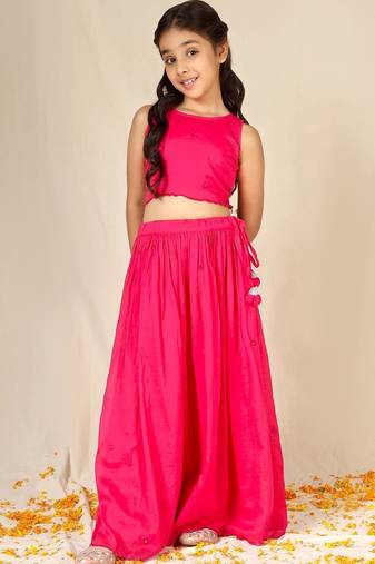 Rani solid mulmul top and skirt set- set of 3
