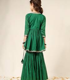 Green mulmul angrakha suit set -set of 3