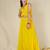 Yellow solid mulmul top and skirt set- set of 3
