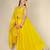 Yellow solid mulmul top and skirt set- set of 3
