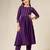 Purple mulmul plain anarkali suit set - set of 3