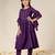 Purple mulmul plain anarkali suit set - set of 3