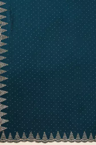 Trendmalls Morpeach Satin swarovski Work Saree with Unstitched Blouse 