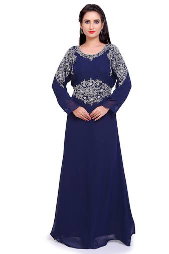 Luxury Navy Blue Stitched Handwork Embroidered Kaftan – Comfortable & Stylish