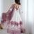 Elegant onion pink organza silk anarkali with floral jari work & dupatta set