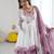 Elegant onion pink organza silk anarkali with floral jari work & dupatta set