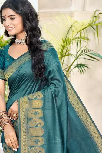 Sangam prints turquoise assam silk woven work traditional saree