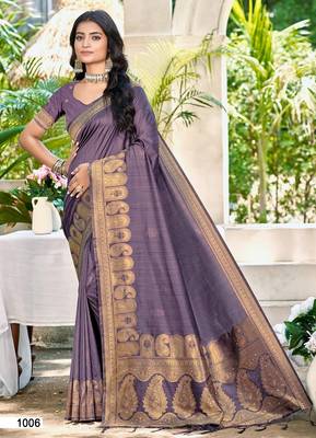 Sangam prints purple assam silk woven work traditional saree 1