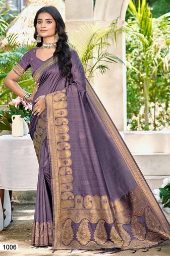 Sangam prints purple assam silk woven work traditional saree