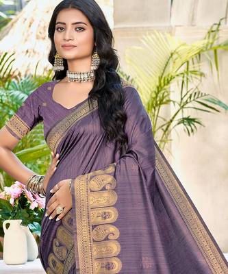 Sangam prints purple assam silk woven work traditional saree 2