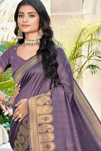 Sangam prints purple assam silk woven work traditional saree