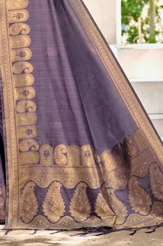 Sangam prints purple assam silk woven work traditional saree