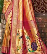 Sangam prints multi color kanjivaram silk woven work traditional saree