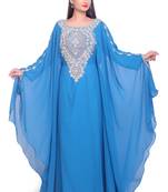 Sky Blue Stitched Kaftan with Heavy Silver Golden Embroidery – Party & Wedding Wear