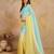 SkyblueYellow Tussar Silk swarovski work Ombre Style Saree with Unstitched Blouse 