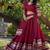 red chanderi zari weaving border semi stitched lehenga choli with dupatta
