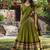mehendi chanderi zari weaving border semi stitched lehenga choli with dupatta