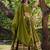 mehendi chanderi zari weaving border semi stitched lehenga choli with dupatta