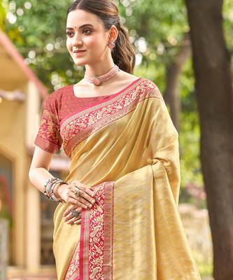 Sangam prints multi color kanjivaram silk woven work traditional saree 2