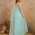 Turquoise Georgette Embroidery swarovski work Saree with Unstitched Blouse 