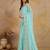 Turquoise Georgette Embroidery swarovski work Saree with Unstitched Blouse 